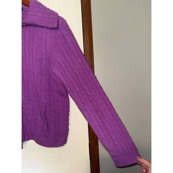 LAUREN RALPH LAUREN Merino Wool & Angora Rabbit Hair Full Zip Sweater Size Large - Picture 6 of 16